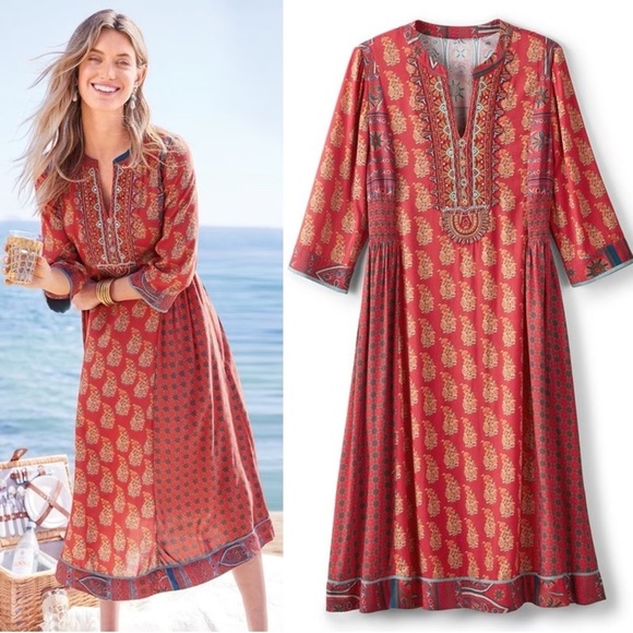 Soft Surroundings Phoenix Bohemian Midi Dress - Picture 1 of 13